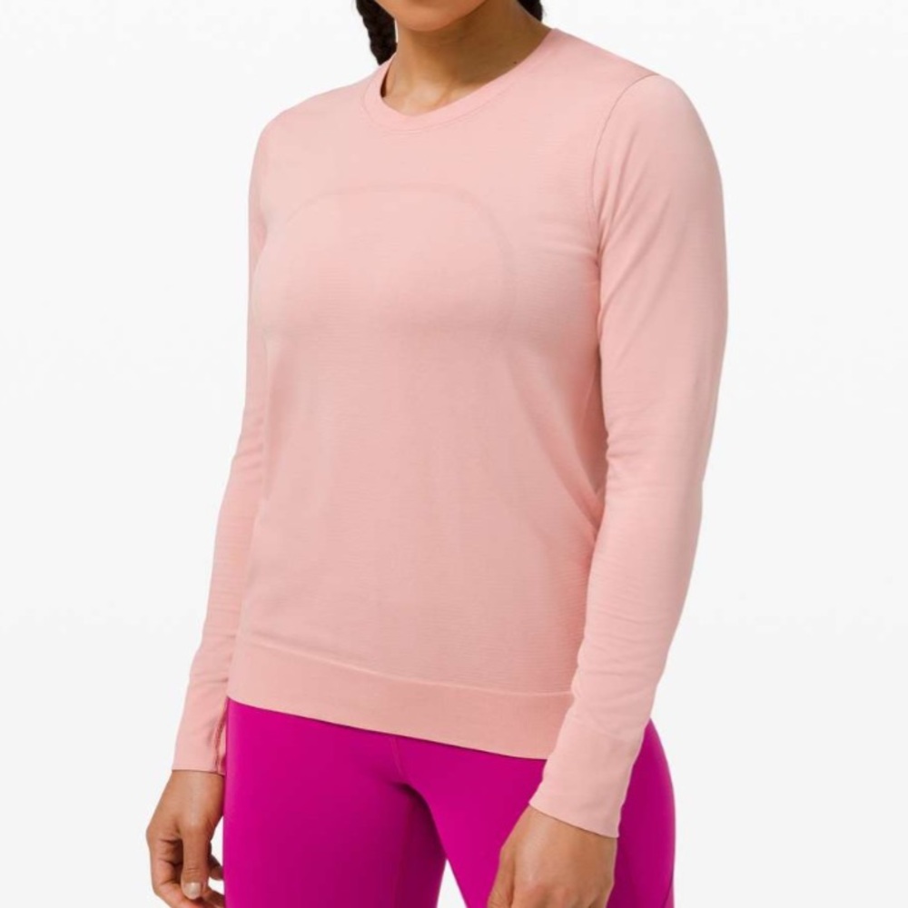 Lululemon Swiftly Breathe Relaxed Fit Long Sleeve Shirt in Pink Puff